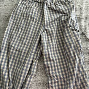 Urban Outfitters Blue and Cream Plaid Drawstring Pants